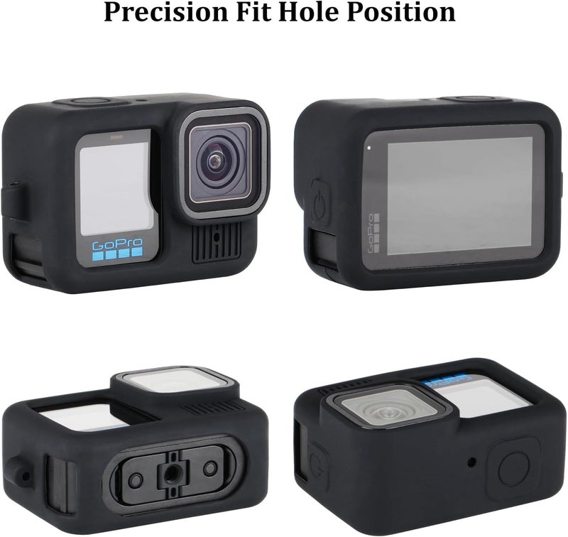 HSU Silicone Sleeve Case for GoPro Hero 13 Black, Battery Side Cover & Screen Protectors & Lens Caps & Lanyard, GoPro Hero 13 Black Accessories Kit - Image 2